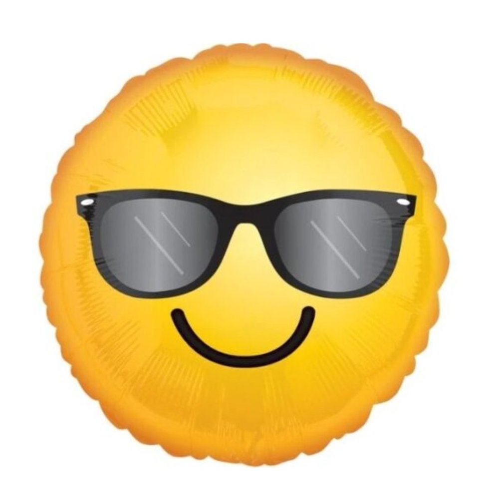 Sunglasses Cool Emoji 18" Foil Balloon Double Sided Smile Emoticon 5 Pack